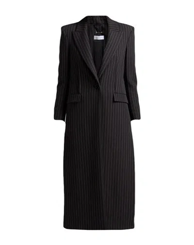 Patrizia Pepe Woman Overcoat & Trench Coat Black Size 8 Polyester, Viscose, Elastane In Multi