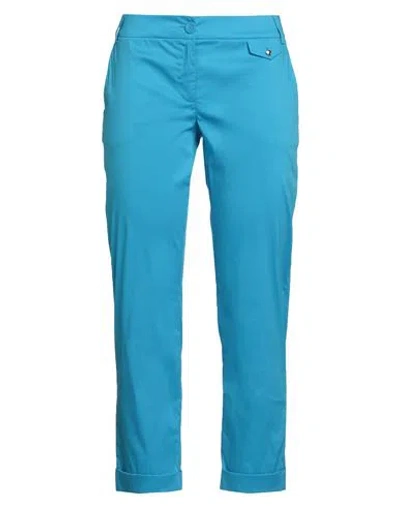 Patrizia Pepe Woman Pants Azure Size 10 Cotton, Polyamide, Elastane In Blue