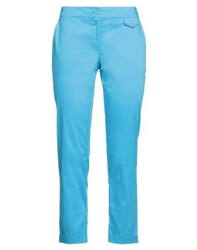 Patrizia Pepe Woman Pants Azure Size 6 Cotton, Polyamide, Elastane In Blue