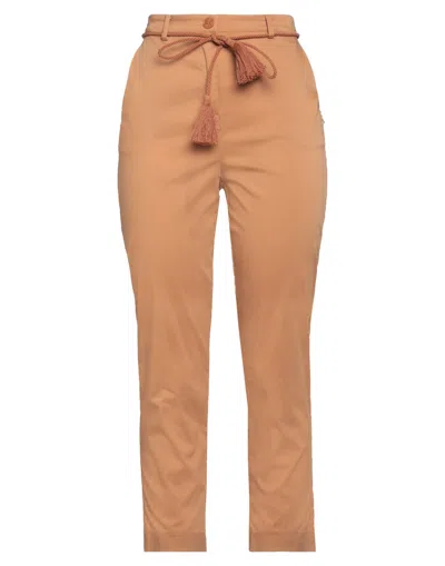 Patrizia Pepe Woman Pants Camel Size 10 Cotton, Polyamide, Elastane In Beige