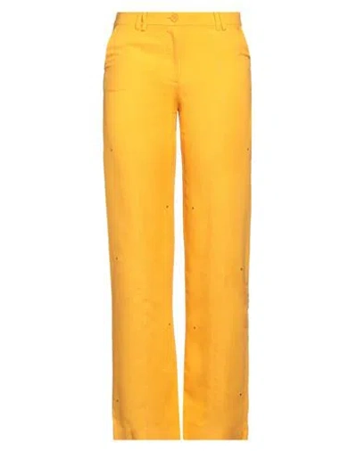 Patrizia Pepe Woman Pants Mandarin Size 10 Viscose, Linen In Orange