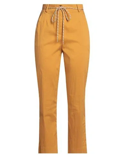 Patrizia Pepe Woman Pants Mustard Size 10 Cotton, Polyamide, Elastane In Yellow