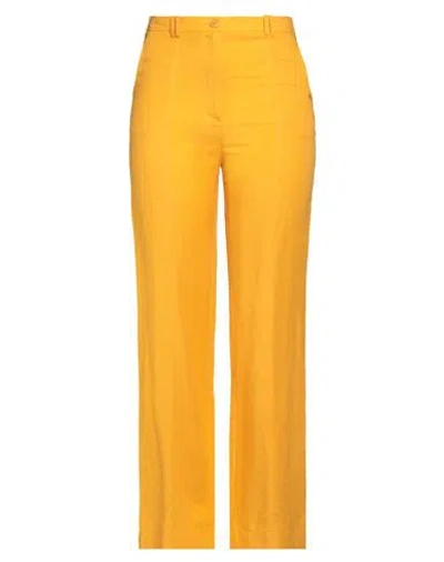PATRIZIA PEPE PATRIZIA PEPE WOMAN PANTS ORANGE SIZE 10 VISCOSE, LINEN