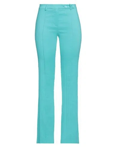 Patrizia Pepe Woman Pants Turquoise Size 6 Linen, Polyamide In Blue