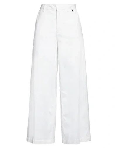 PATRIZIA PEPE PATRIZIA PEPE WOMAN PANTS WHITE SIZE 6 COTTON, ELASTANE