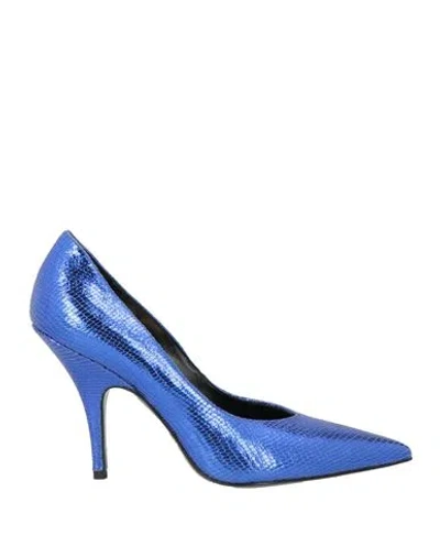 Patrizia Pepe Woman Pumps Bright Blue Size 8 Leather