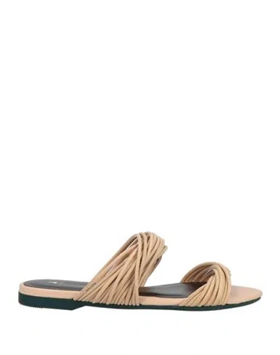 Patrizia Pepe Woman Sandals Beige Size 10 Leather