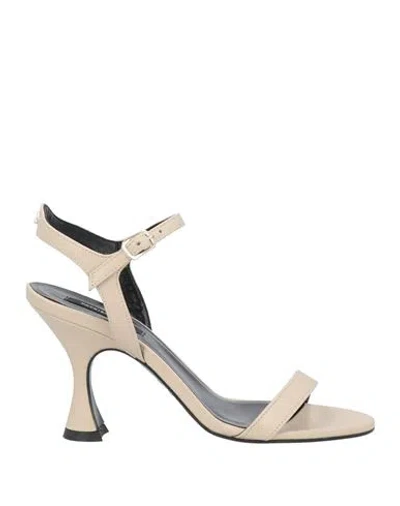 Patrizia Pepe Woman Sandals Beige Size 8 Leather