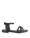 Patrizia Pepe Woman Sandals Black Size 5 Calfskin In Black