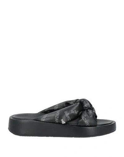 Patrizia Pepe Woman Sandals Black Size 6 Textile Fibers