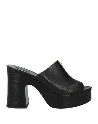 Patrizia Pepe Woman Sandals Black Size 8 Leather