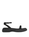 Patrizia Pepe Woman Sandals Black Size 8 Leather, Textile Fibers