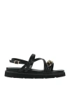 Patrizia Pepe Woman Sandals Black Size 7 Textile Fibers In Black