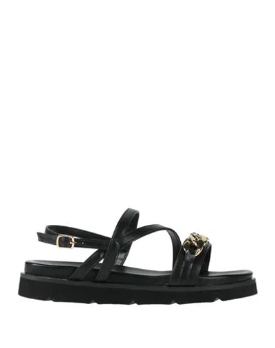 Patrizia Pepe Woman Sandals Black Size 7 Textile Fibers