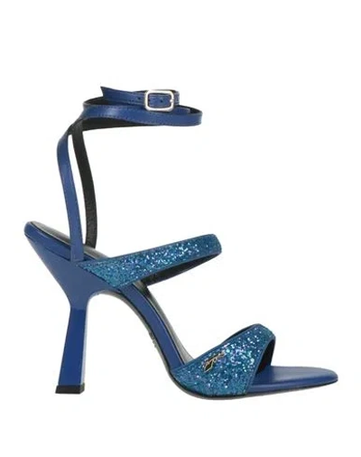Patrizia Pepe Woman Sandals Blue Size 8 Leather
