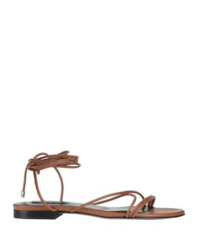 Patrizia Pepe Woman Sandals Brown Size 7 Leather