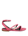 Patrizia Pepe Woman Sandals Fuchsia Size 10 Leather In Pink
