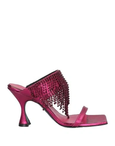 Patrizia Pepe Woman Sandals Fuchsia Size 7 Leather In Pink