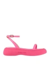 Patrizia Pepe Woman Sandals Fuchsia Size 6 Leather, Textile Fibers In Pink