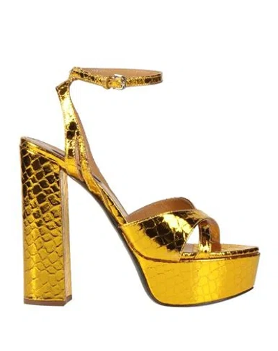 Patrizia Pepe Woman Sandals Gold Size 10 Leather