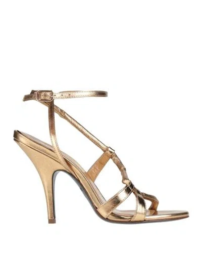 Patrizia Pepe Woman Sandals Gold Size 8 Leather
