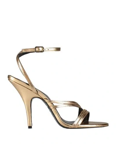 Patrizia Pepe Woman Sandals Gold Size 8 Leather