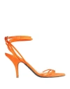 Patrizia Pepe Woman Sandals Orange Size 9 Soft Leather