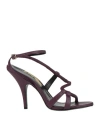 Patrizia Pepe Woman Sandals Plum Size 8 Leather In Purple