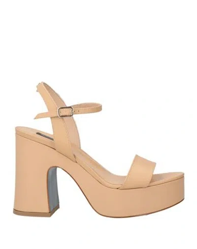 Patrizia Pepe Woman Sandals Sand Size 8 Leather
