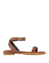 Patrizia Pepe Woman Sandals Tan Size 7 Leather In Brown