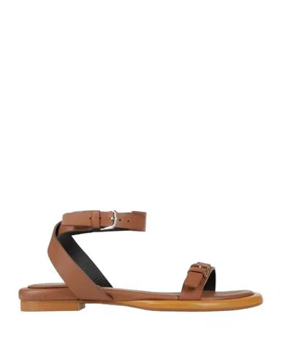 Patrizia Pepe Woman Sandals Tan Size 7 Leather In Brown