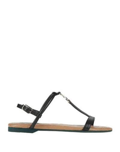 Patrizia Pepe Woman Sandals Transparent Size 8 Leather In Black