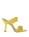 Patrizia Pepe Woman Sandals Yellow Size 10 Leather