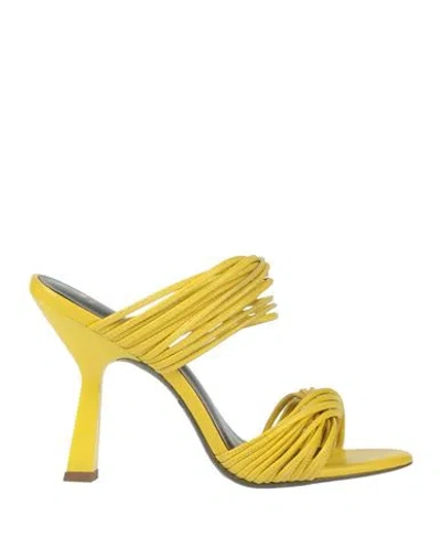 Patrizia Pepe Woman Sandals Yellow Size 10 Leather