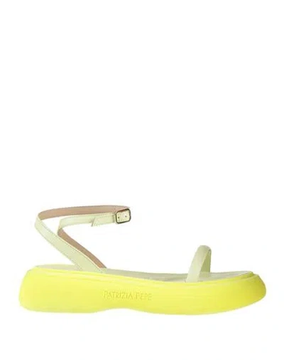 Patrizia Pepe Woman Sandals Yellow Size 6 Leather, Textile Fibers