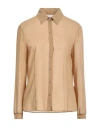 Patrizia Pepe Woman Shirt Camel Size 8 Polyester In Beige