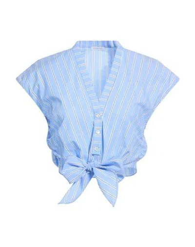 Patrizia Pepe Woman Shirt Light Blue Size 8 Cotton