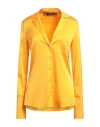 Patrizia Pepe Embroidered Patch Pocket Satin Shirt In Mandarin