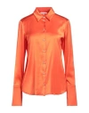 Patrizia Pepe Woman Shirt Orange Size 10 Cotton, Polyamide, Elastane