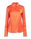 PATRIZIA PEPE PATRIZIA PEPE WOMAN SHIRT ORANGE SIZE 10 VISCOSE, POLYAMIDE, ELASTANE