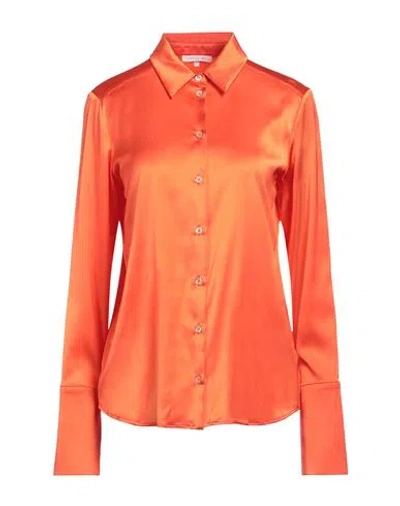 PATRIZIA PEPE PATRIZIA PEPE WOMAN SHIRT ORANGE SIZE 10 VISCOSE, POLYAMIDE, ELASTANE