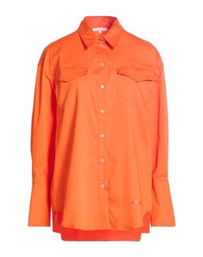 Patrizia Pepe Woman Shirt Orange Size 6 Cotton, Polyamide, Elastane
