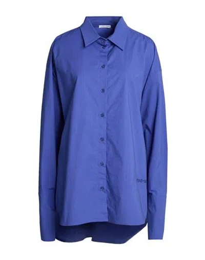 Patrizia Pepe Woman Shirt Purple Size 2 Cotton, Elastane In Blue