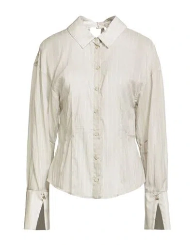 Patrizia Pepe Woman Shirt Sage Green Size 6 Cotton In White