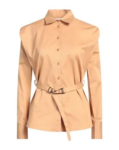 Patrizia Pepe Woman Shirt Sand Size 4 Cotton, Elastane In Beige