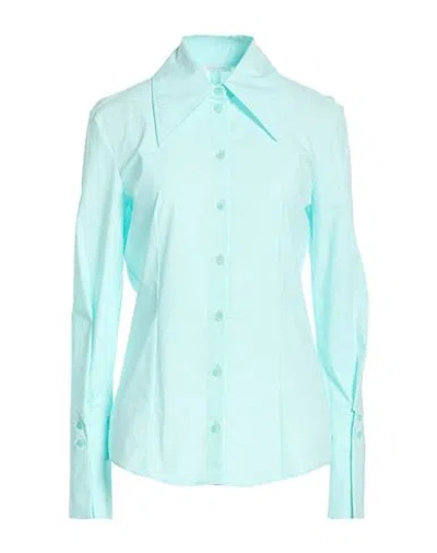 Patrizia Pepe Woman Shirt Sky Blue Size 4 Cotton, Elastane