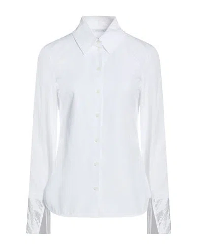 Patrizia Pepe Woman Shirt White Size 10 Cotton, Glass