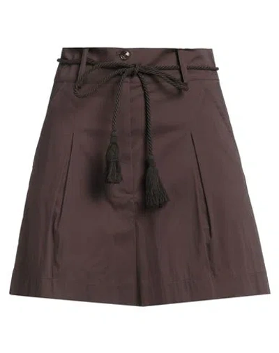 Patrizia Pepe Woman Shorts & Bermuda Shorts Dark Brown Size 4 Cotton, Polyamide, Elastane
