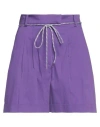 Patrizia Pepe Woman Shorts & Bermuda Shorts Purple Size 8 Cotton, Polyamide, Elastane