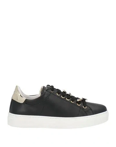 Patrizia Pepe Woman Sneakers Black Size 6 Leather, Textile Fibers In Multi